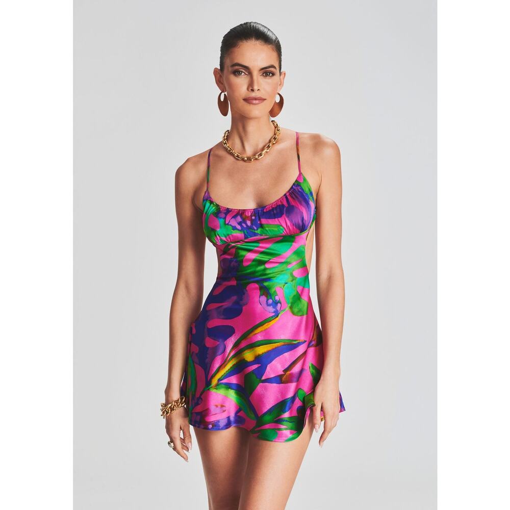 Retrofete Pink and Green Mini Dress
